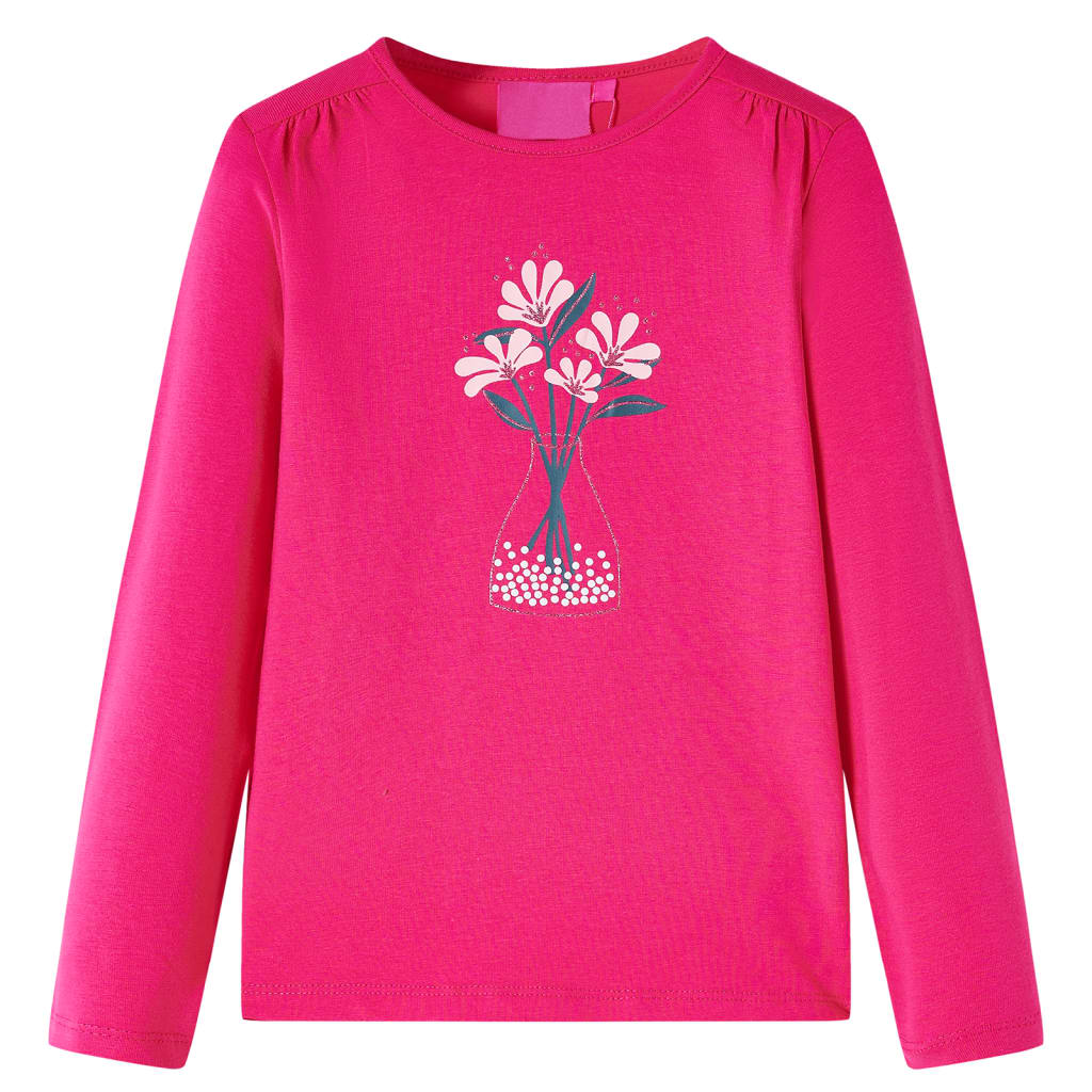 Camisa infantil de Vidaxl con mangas largas 140 Rosa brillante