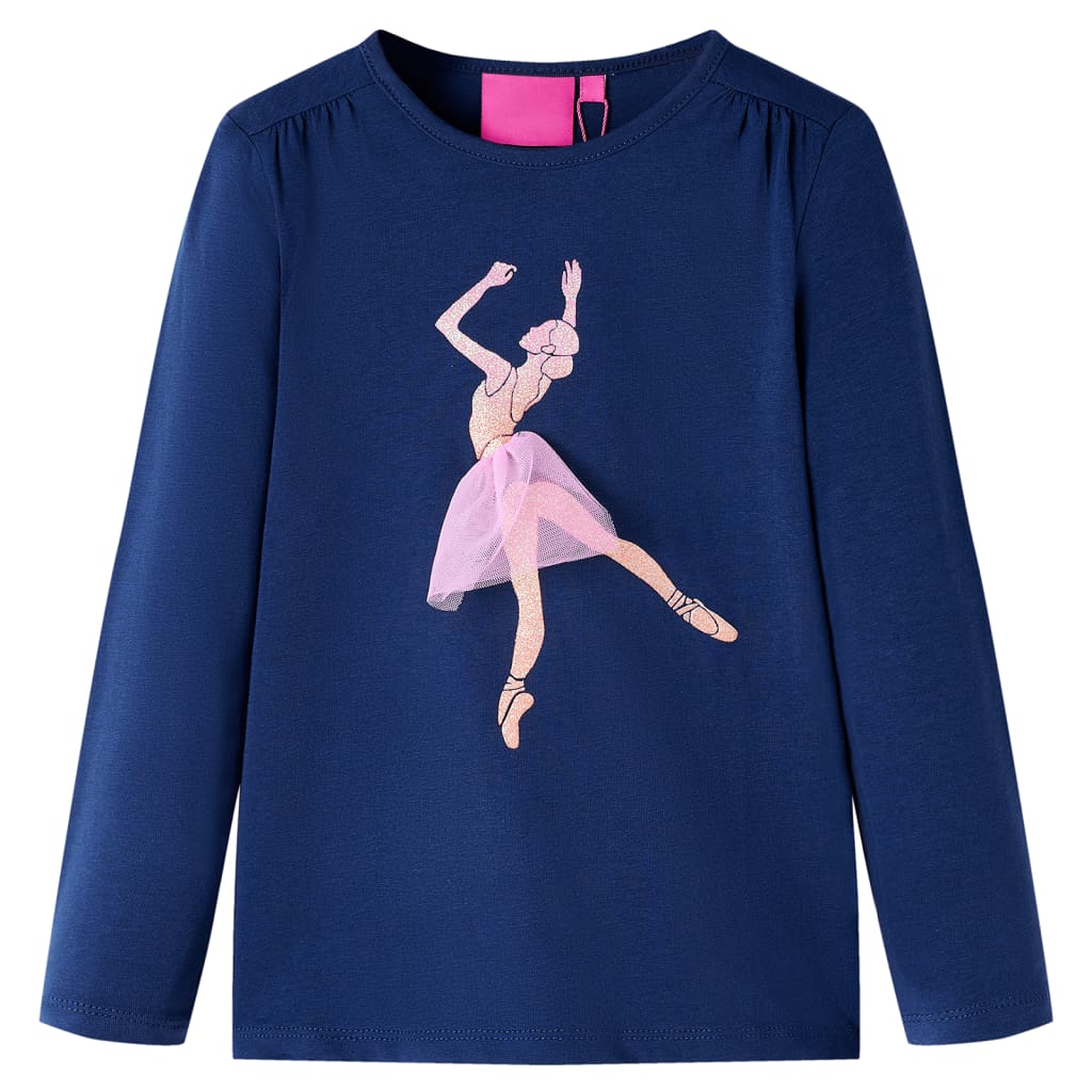 Camicia per bambini Vidaxl con maniche lunghe 128 blu navy