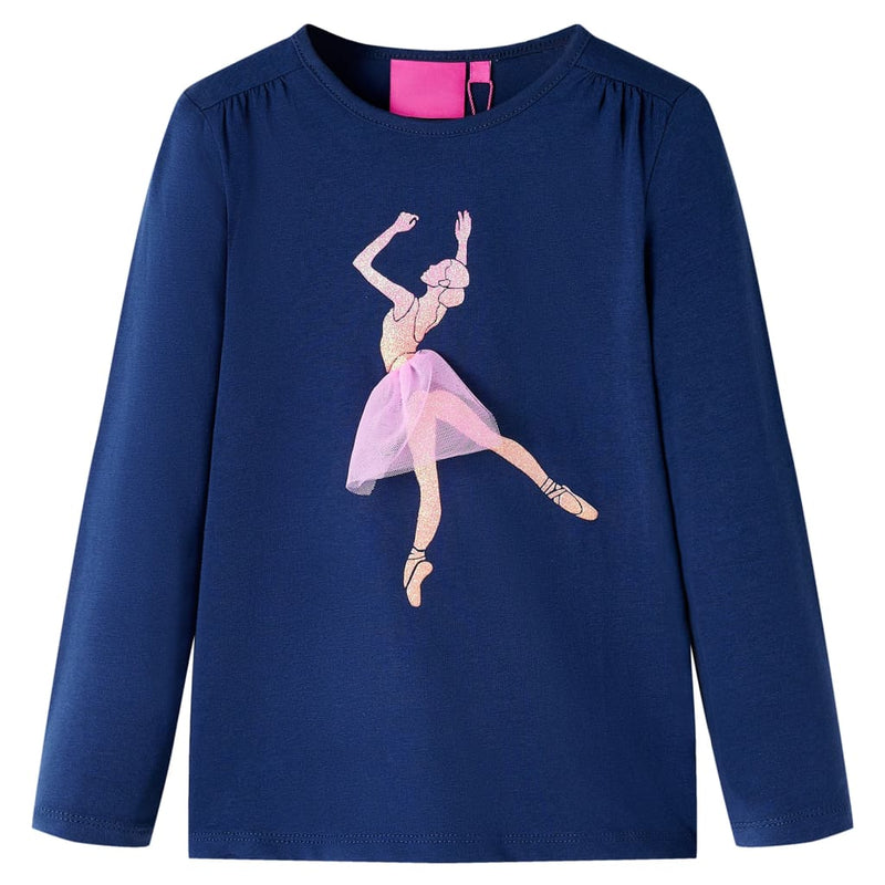 Camicia per bambini Vidaxl con maniche lunghe 140 blu navy