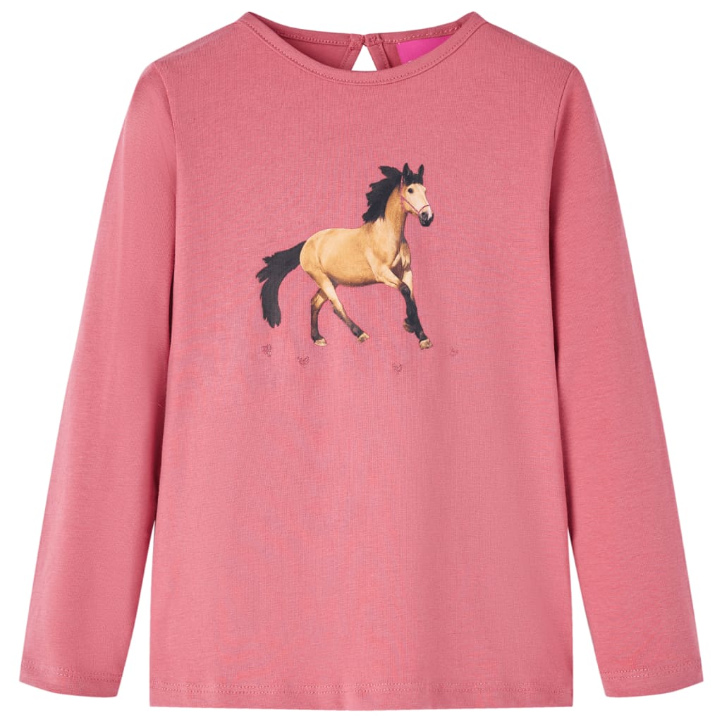 Camicia per bambini Vidaxl con maniche lunghe 116 vecchia rosa