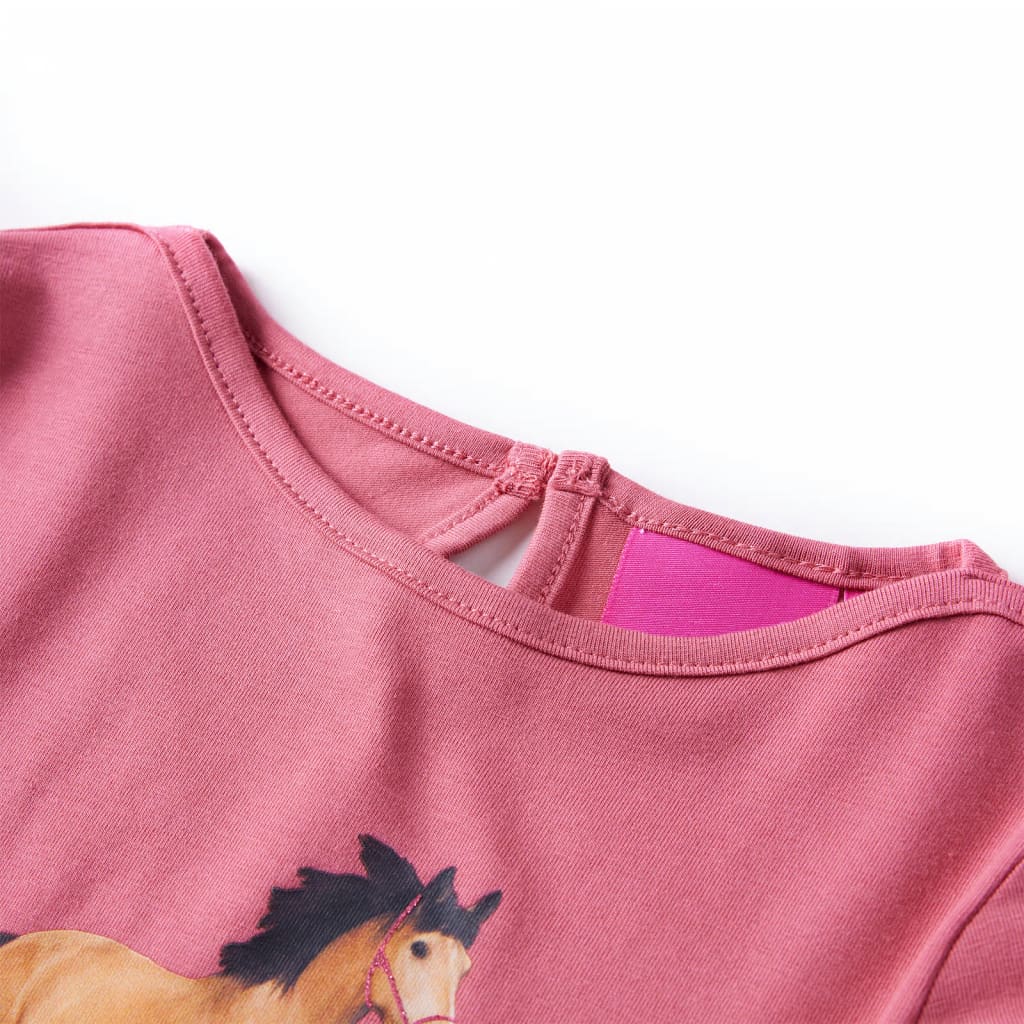 Camicia per bambini Vidaxl con maniche lunghe 116 vecchia rosa