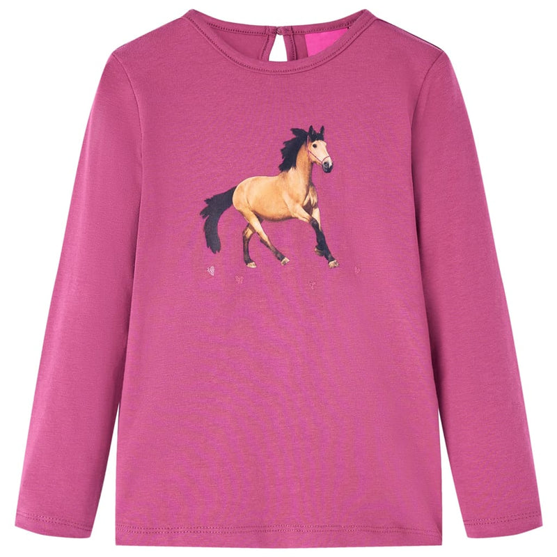 Vidaxl kindershirt met lange mouwen 92 frambooskleurig