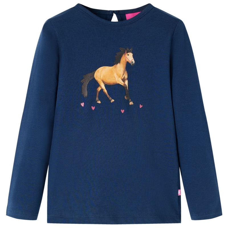 Camicia per bambini Vidaxl con maniche lunghe 116 blu navy
