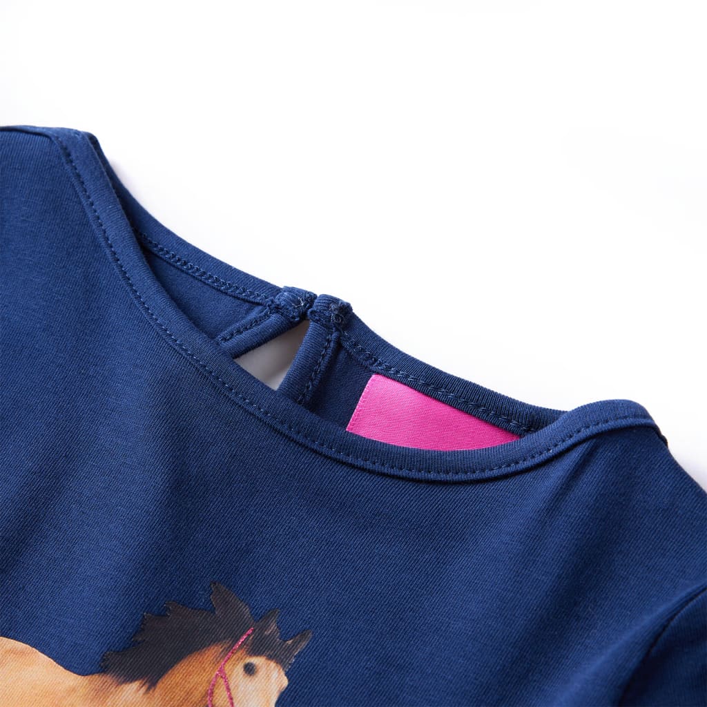 Camicia per bambini Vidaxl con maniche lunghe 116 blu navy