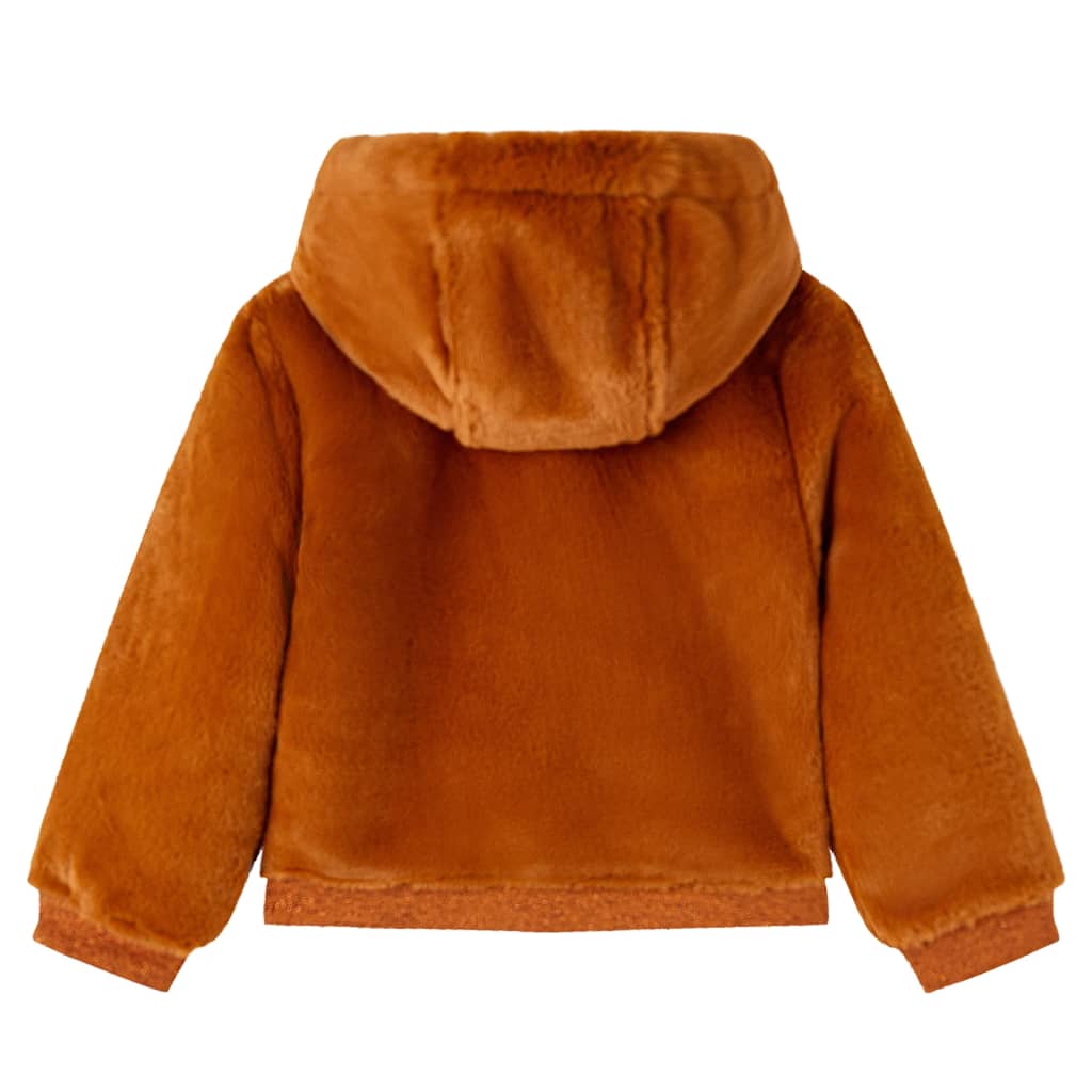 Chaqueta infantil de Vidaxl con capucha 92 Color de coñac de vehículos artificiales