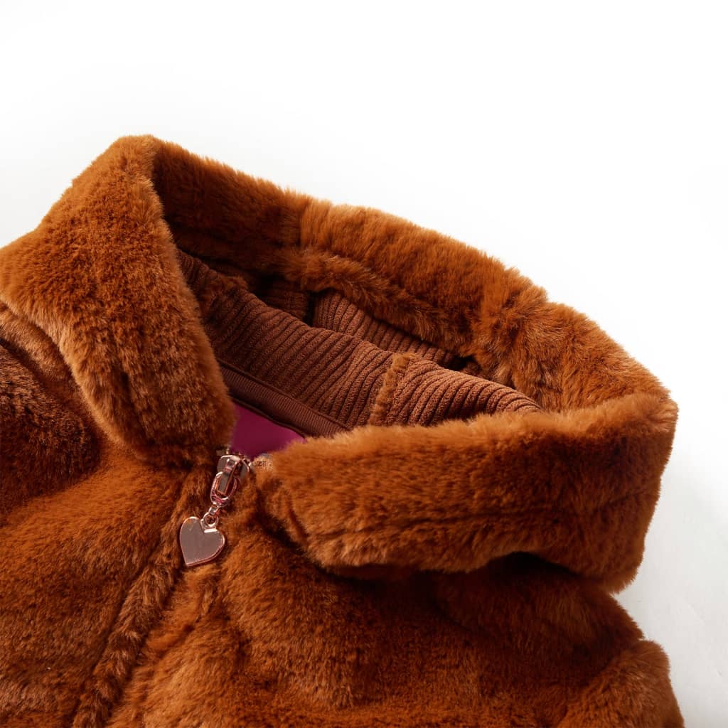 Vidaxl Giacca per bambini con cappuccio 92 Veicolo artificiale Colore cognac