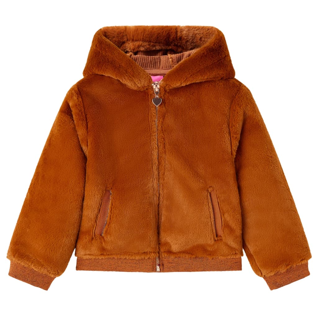 Chaqueta infantil de Vidaxl con capucha 116 Vehículo artificial Cognac Colored