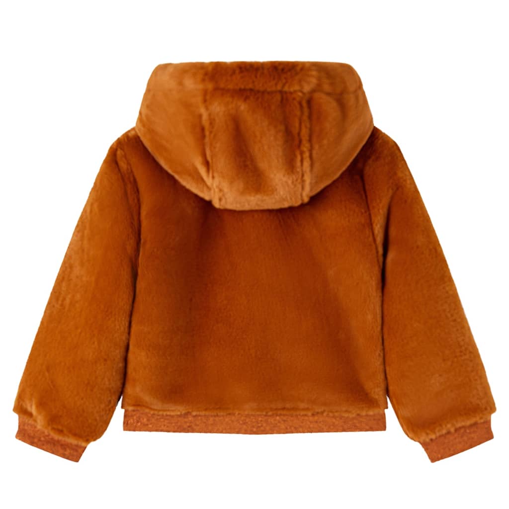 Chaqueta infantil de Vidaxl con capucha 116 Vehículo artificial Cognac Colored