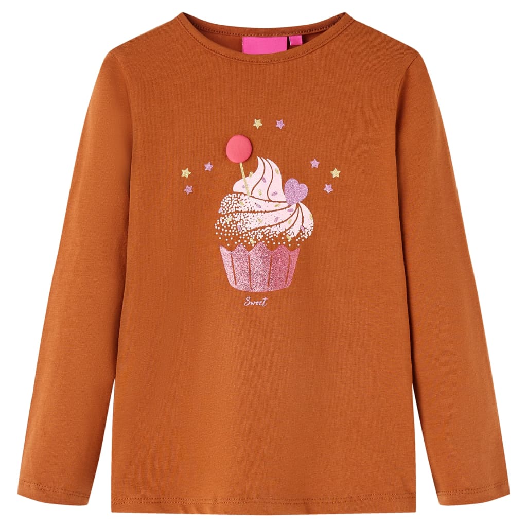 Camisa infantil de Vidaxl con mangas largas 92 Cognac