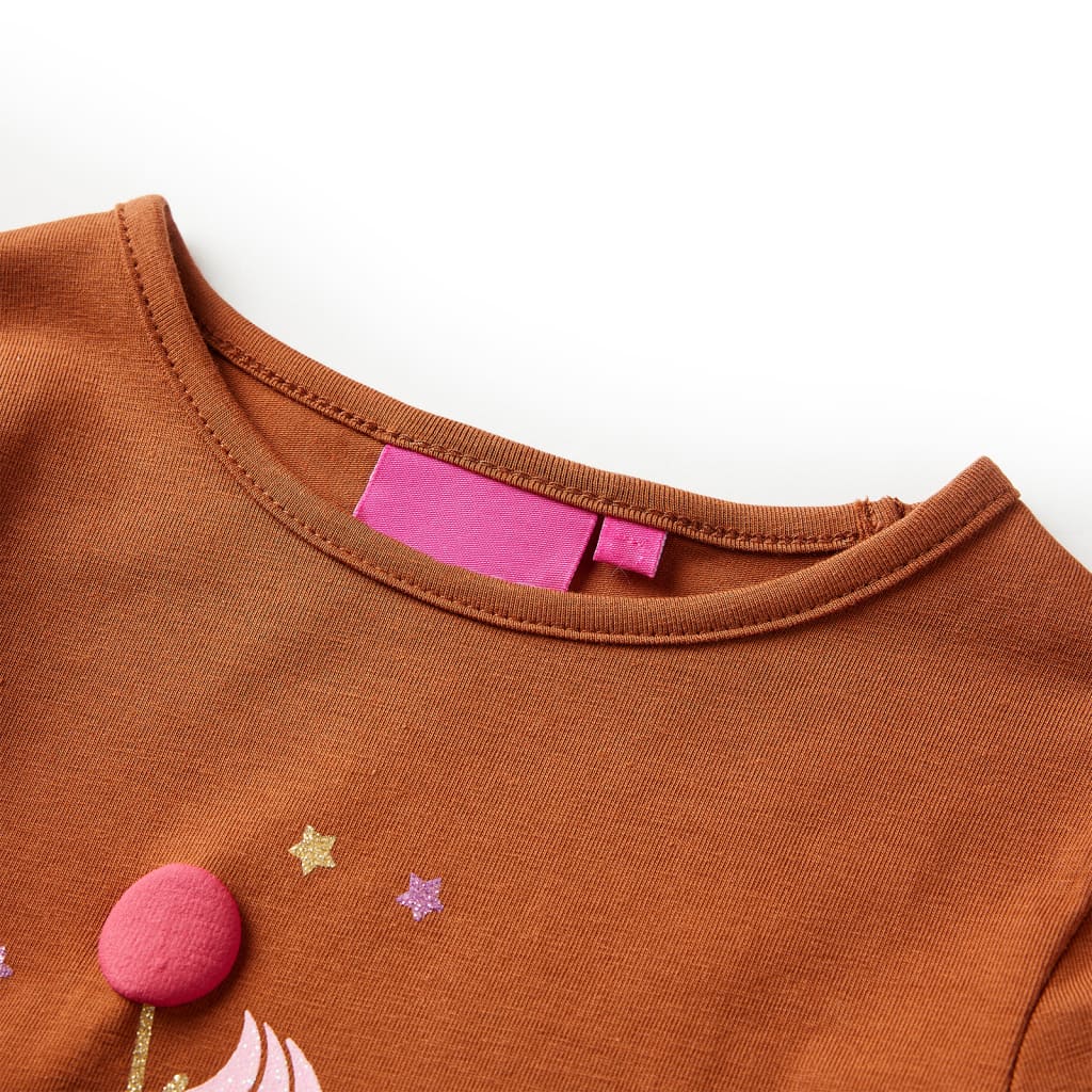 Camisa infantil de Vidaxl con mangas largas 92 Cognac