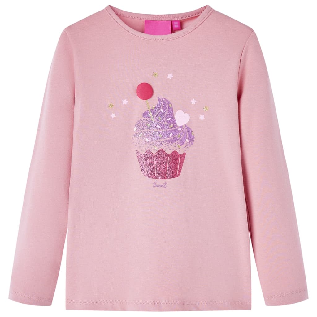 Camisa para niños Vidaxl con mangas largas 104 rosa claro