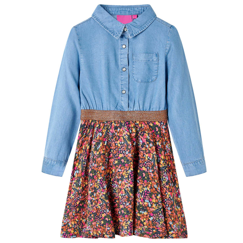 Abito per bambini Vidaxl con maniche lunghe 92 blu navy e blu denim