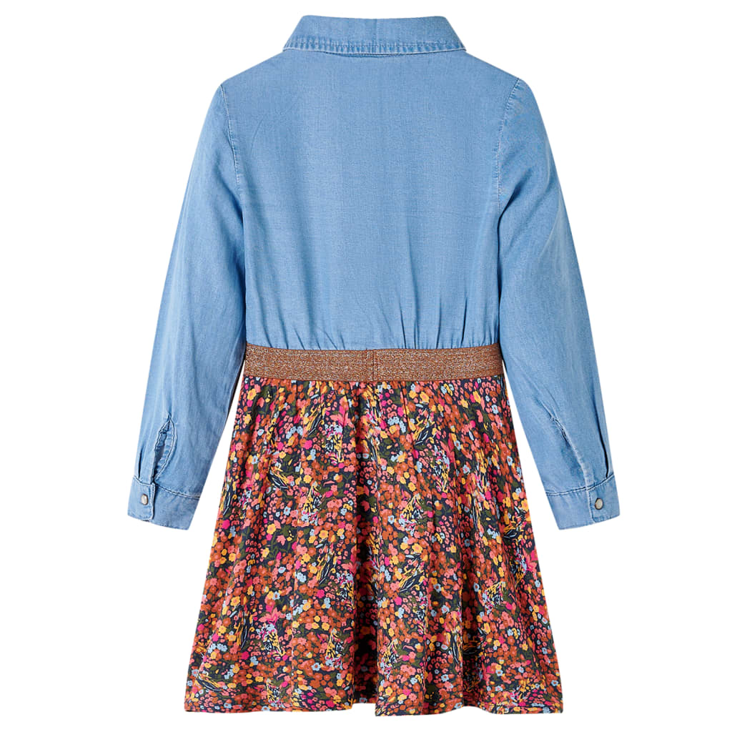 Abito per bambini Vidaxl con maniche lunghe 116 blu navy e blu denim