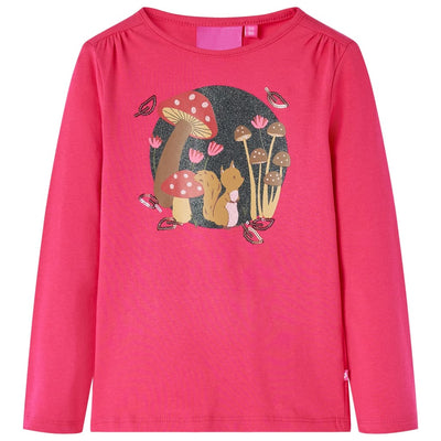 Camisa infantil de Vidaxl con mangas largas 92 Rosa brillante