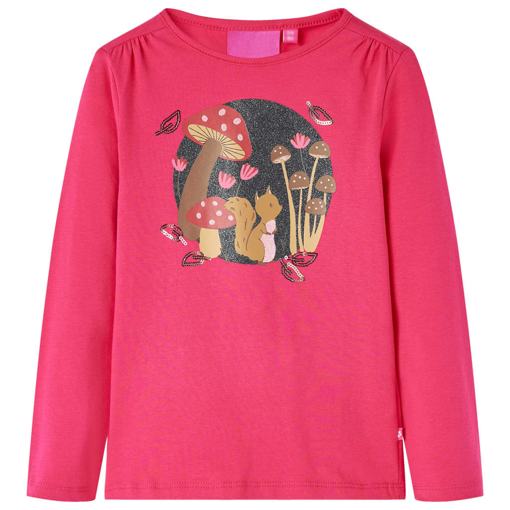 Camisa para niños de Vidaxl con mangas largas 104 Rosa brillante