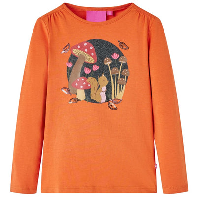 Camisa para niños Vidaxl con mangas largas 128 Oranjebruin