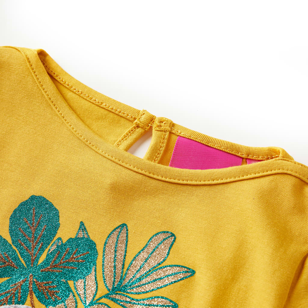 Camisa para niños de Vidaxl con mangas largas 92 ocre -color