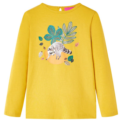 Camisa para niños de Vidaxl con mangas largas 104 ocre -color