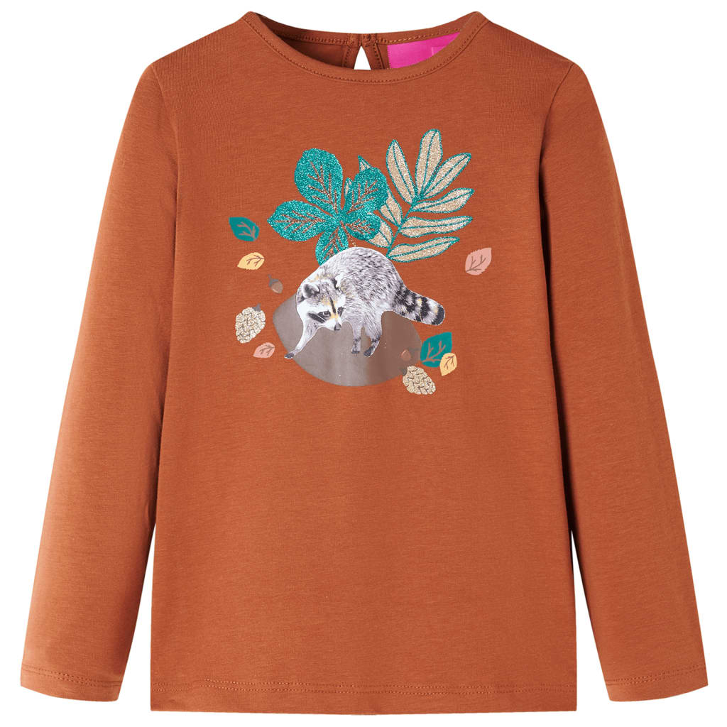 Camisa infantil de Vidaxl con mangas largas 92 Cognac