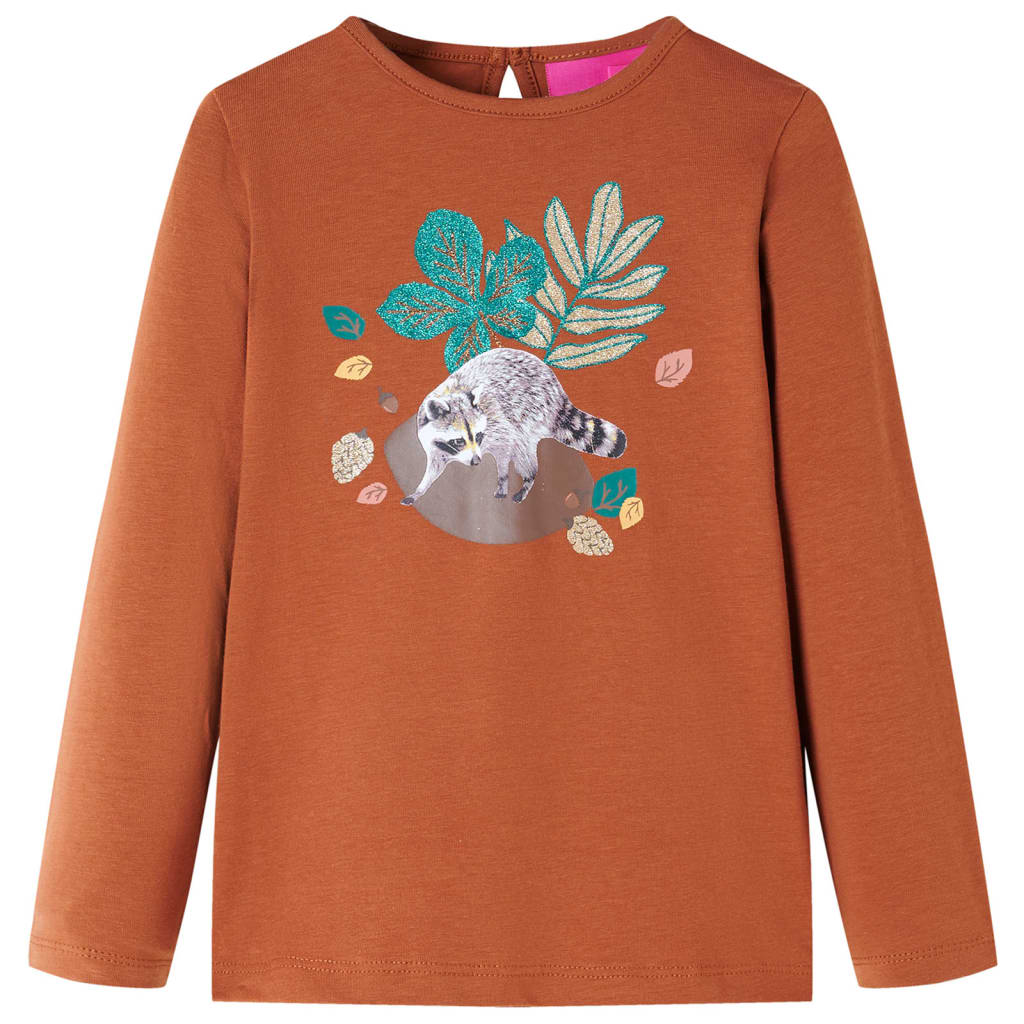 Camisa infantil de Vidaxl con mangas largas 104 Cognac