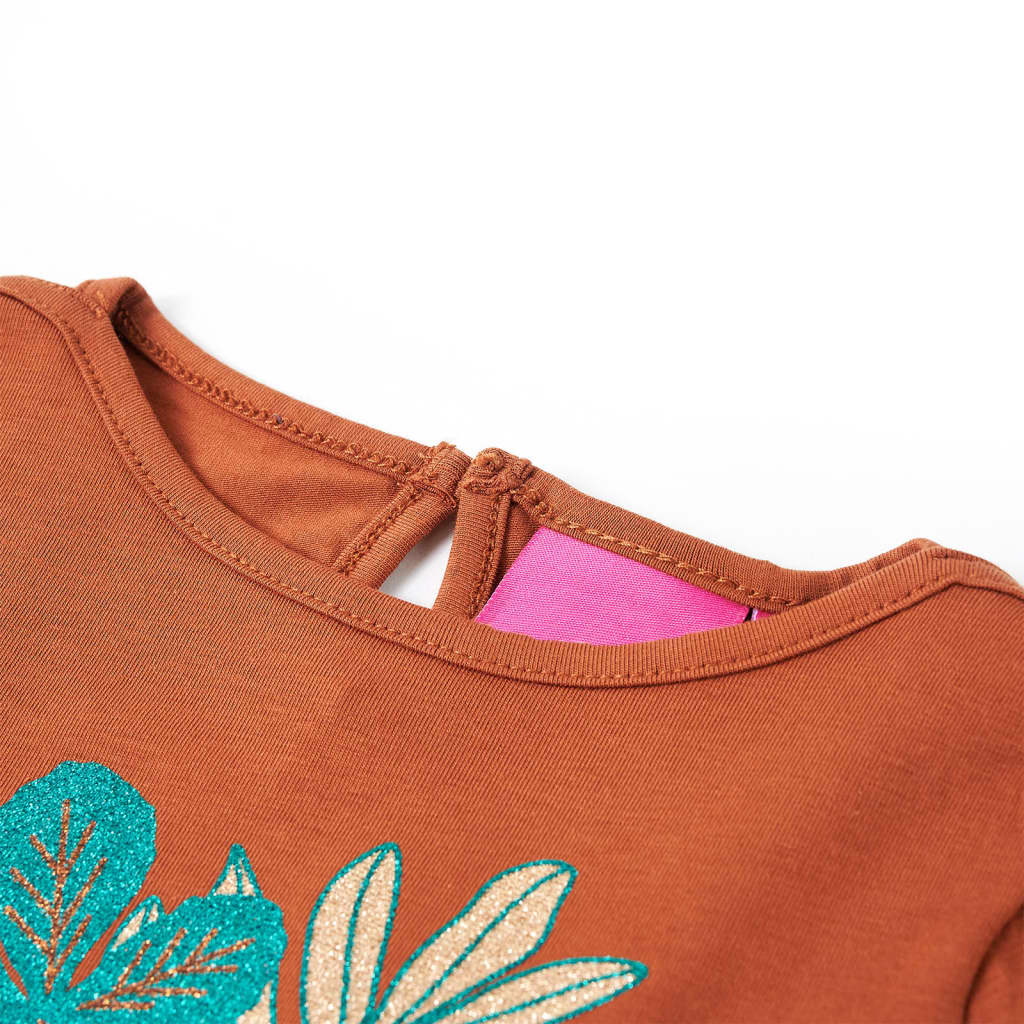 Camisa infantil de Vidaxl con mangas largas 104 Cognac