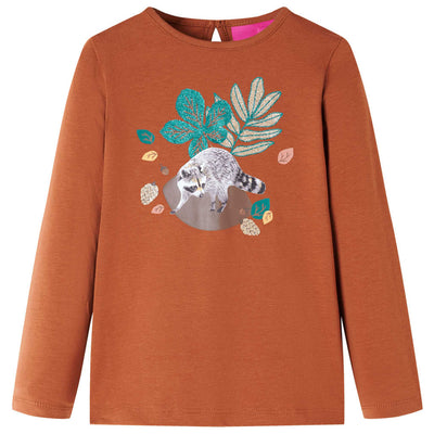 Camisa infantil de Vidaxl con mangas largas 116 Cognac