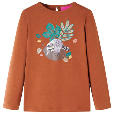 Camisa infantil de Vidaxl con mangas largas 128 Cognac