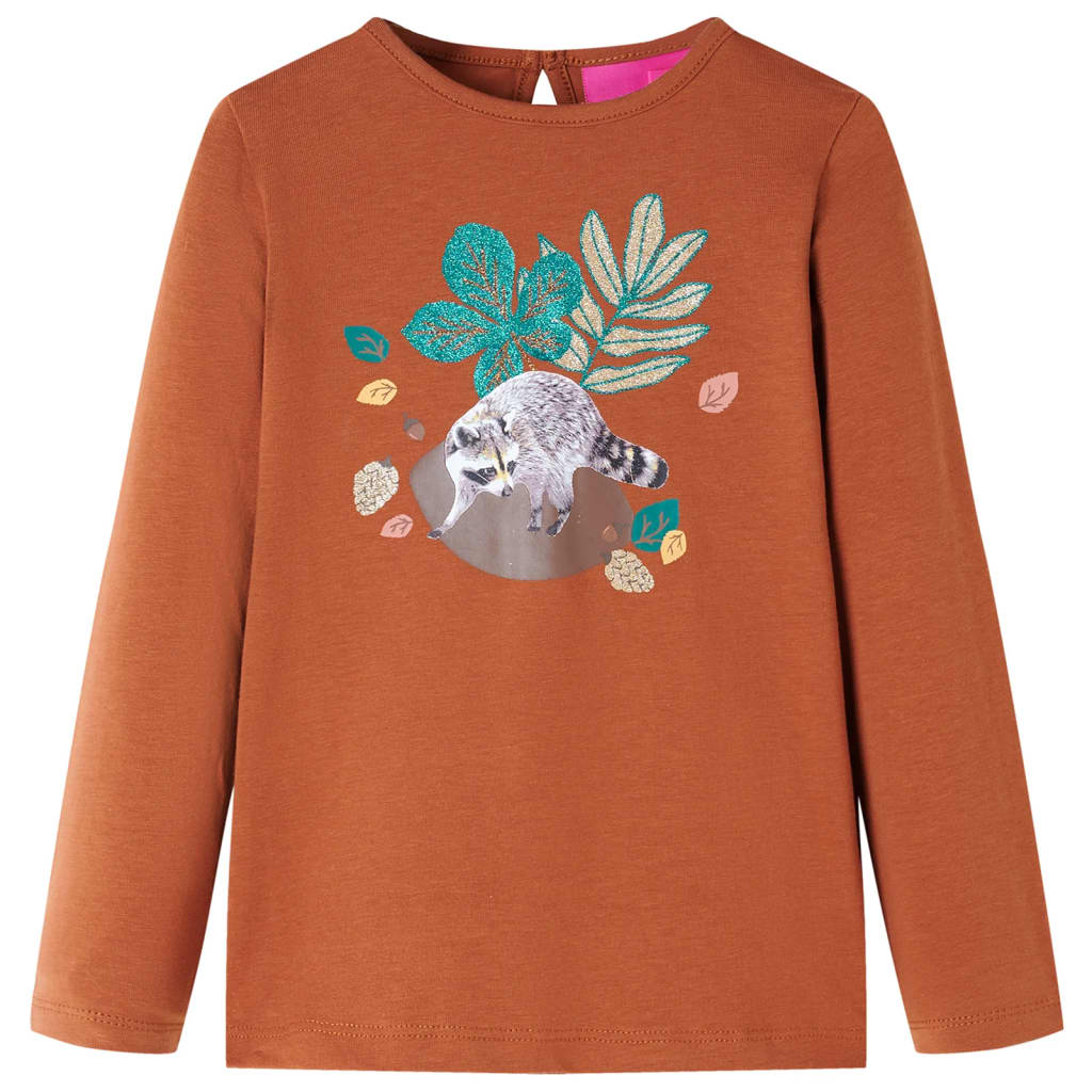 Camicia per bambini Vidaxl con maniche lunghe 128 cognac color