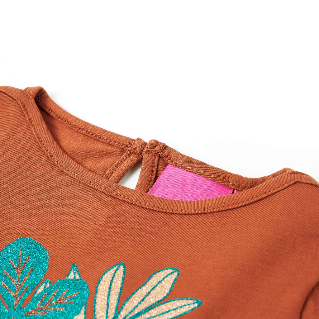 Camicia per bambini Vidaxl con maniche lunghe 128 cognac color