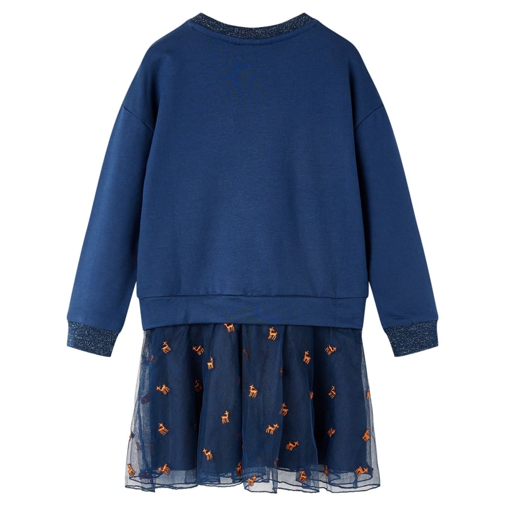 Abito per bambini Vidaxl con maniche lunghe 92 blu navy