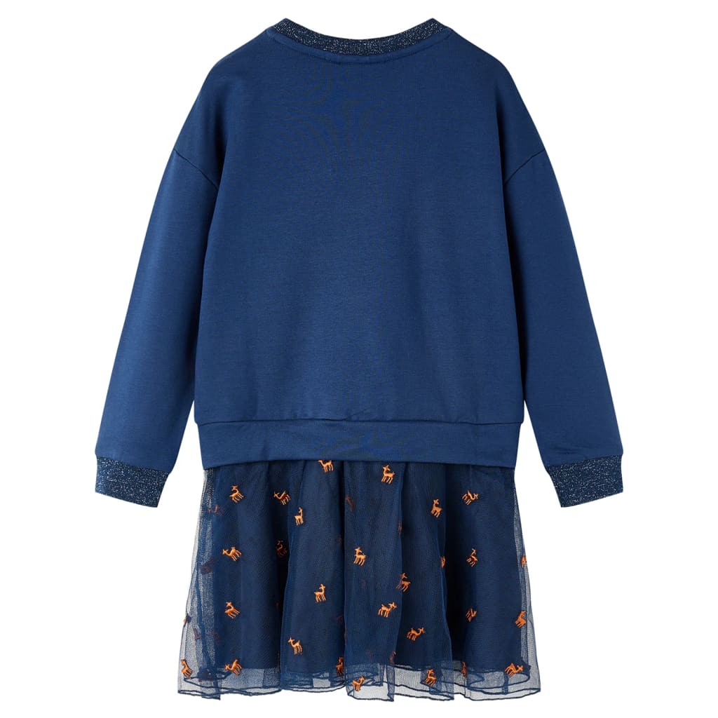 Abito per bambini Vidaxl con maniche lunghe 104 blu navy