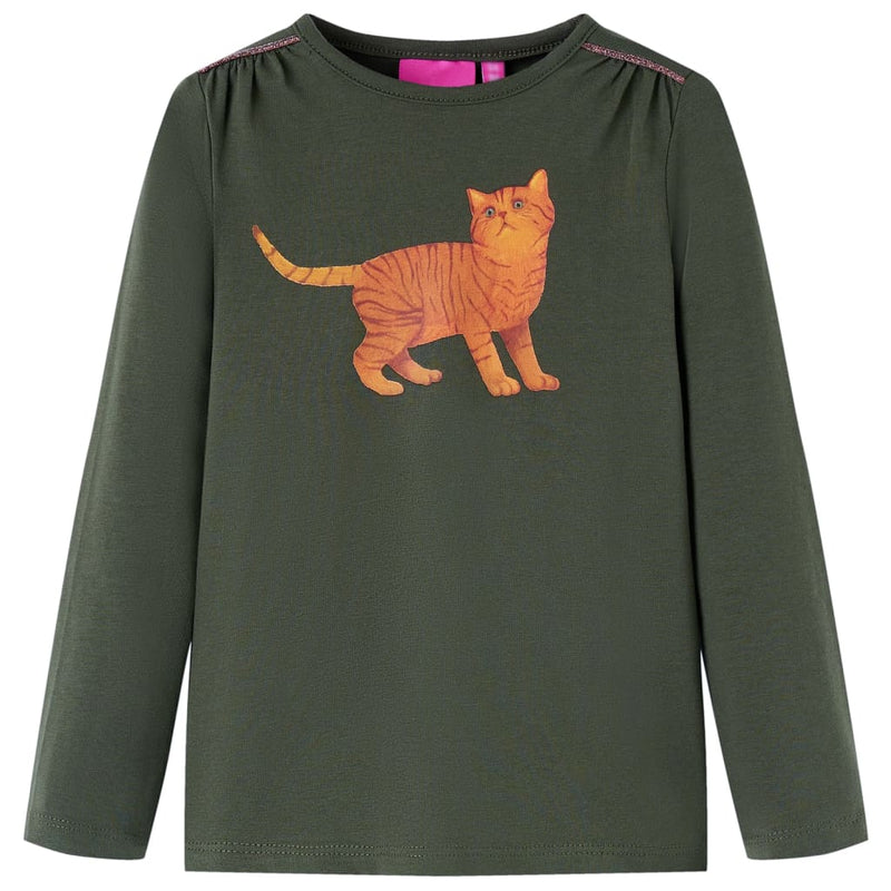 Camicia per bambini Vidaxl con maniche lunghe 92 kakikentig