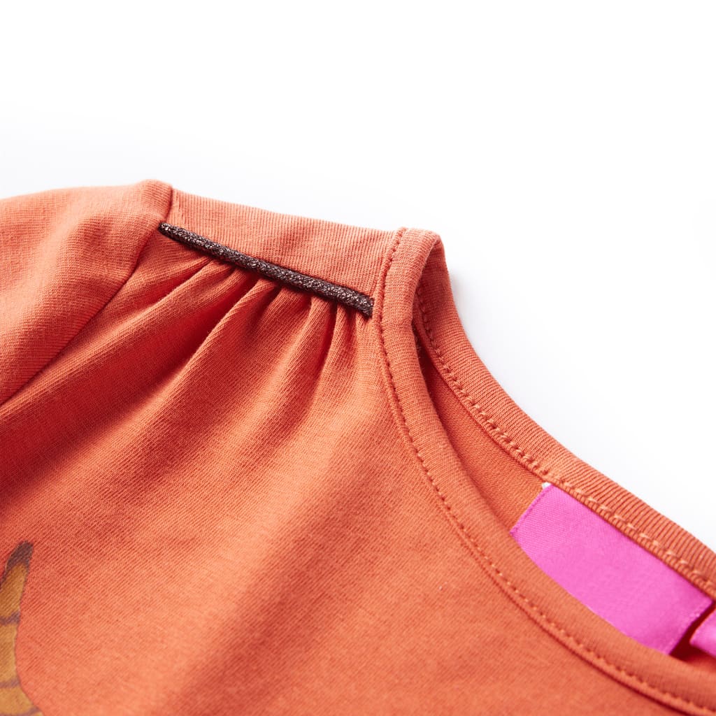 Camicia per bambini Vidaxl con maniche lunghe 128 Oranjebruin