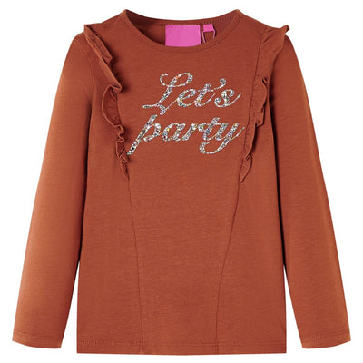 Camisa infantil de Vidaxl con mangas largas 92 Cognac