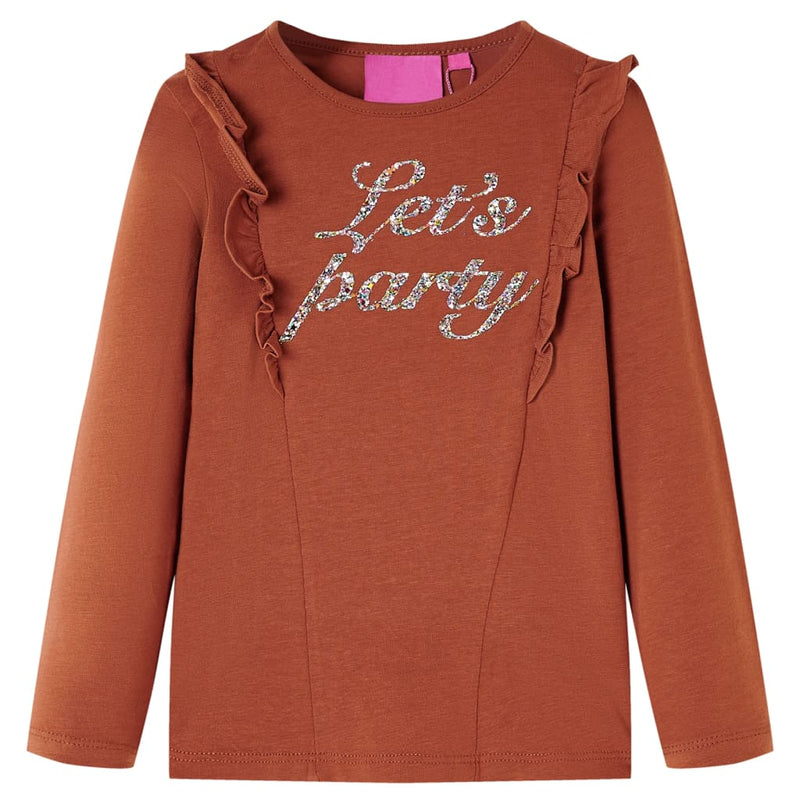 VidaXL Kindershirt met lange mouwen 128 cognackleurig