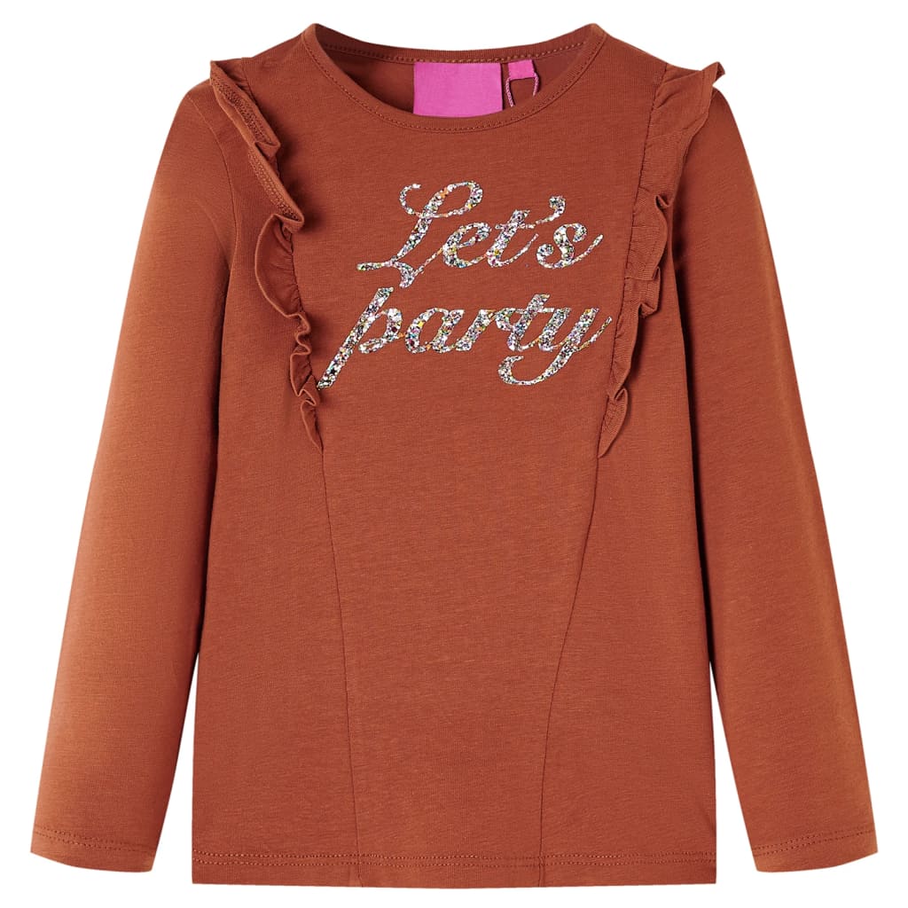 Camicia per bambini Vidaxl con maniche lunghe 128 cognac color