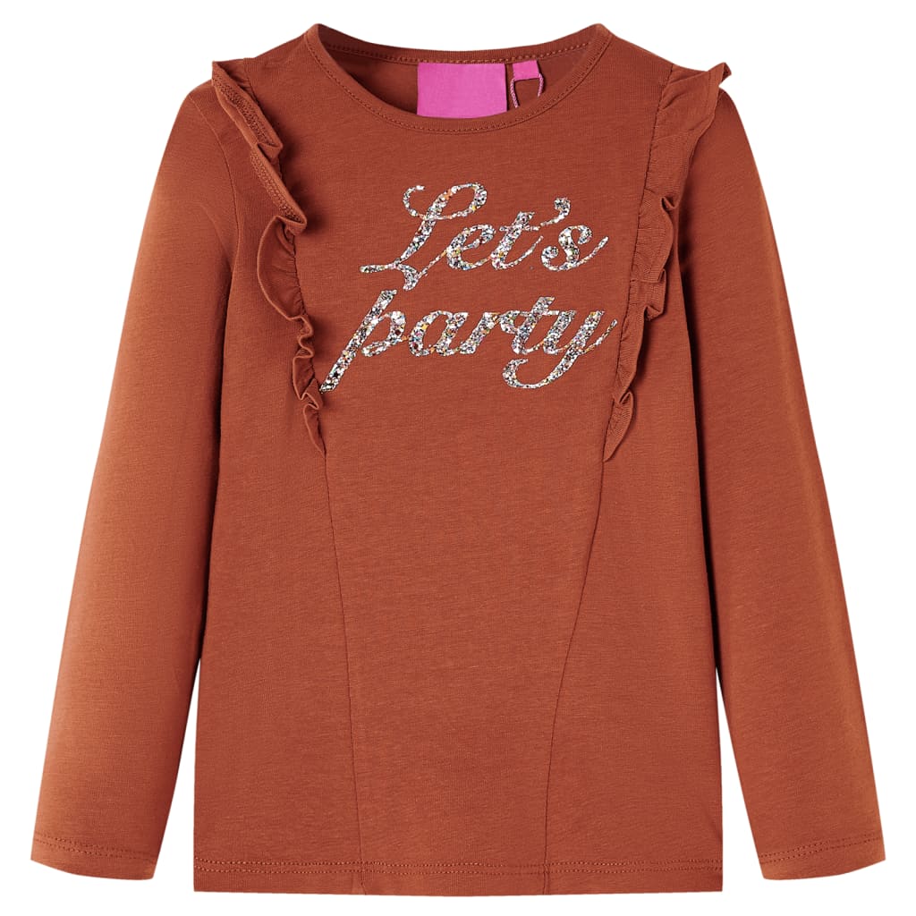 Camicia per bambini Vidaxl con manica lunga 140 cognac color