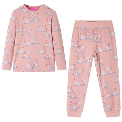 Pijama para niños de Vidaxl con mangas largas 92 rosa claro