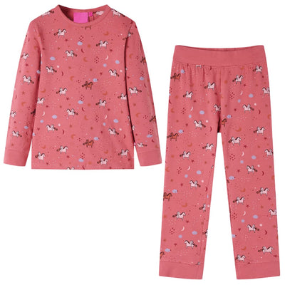 Vidaxl pijama para niños con mangas largas 92 Old Pink