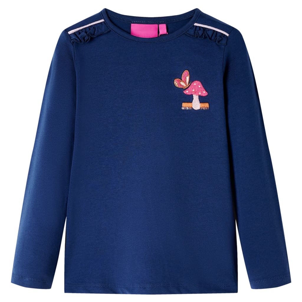 Camicia per bambini Vidaxl con maniche lunghe 128 blu navy