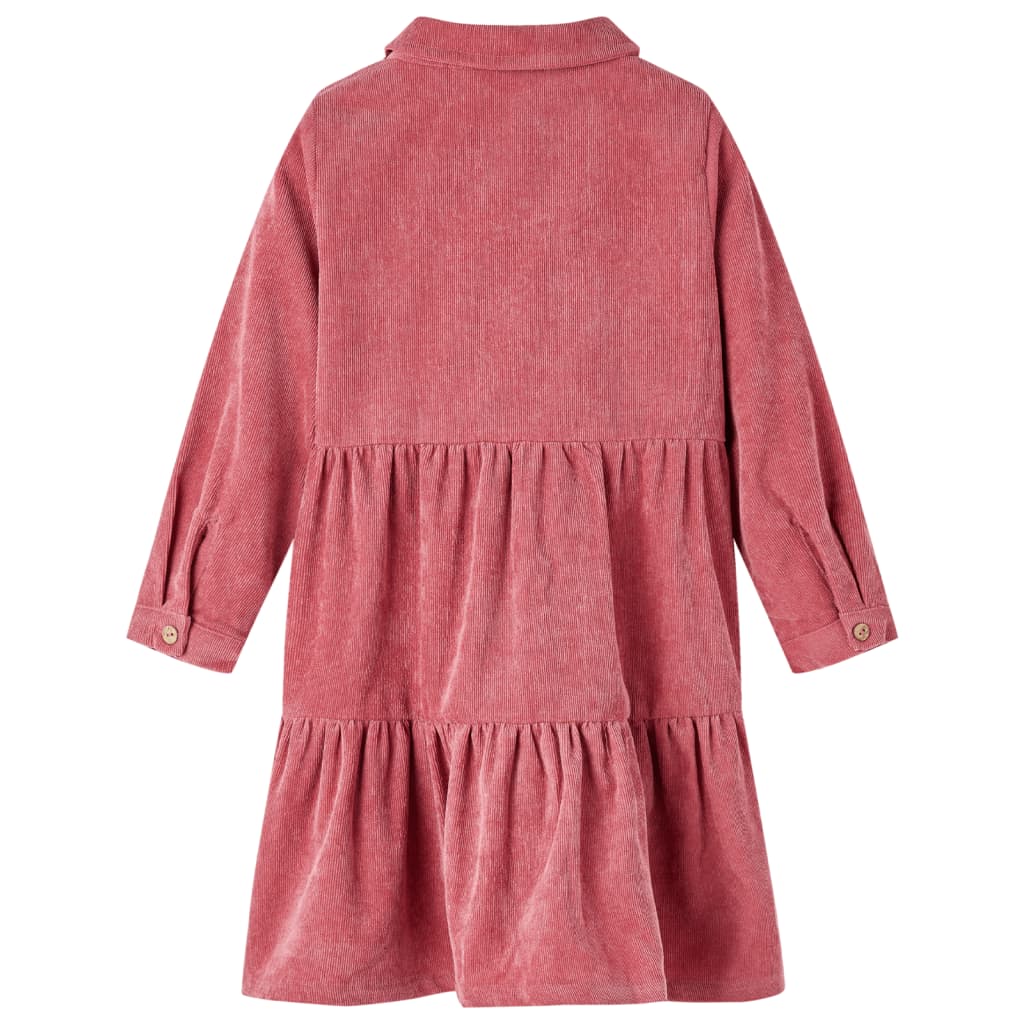 Vida Vidaxl Vestido para niños con Velvet de costilla de mangas largas 104 Old Pink