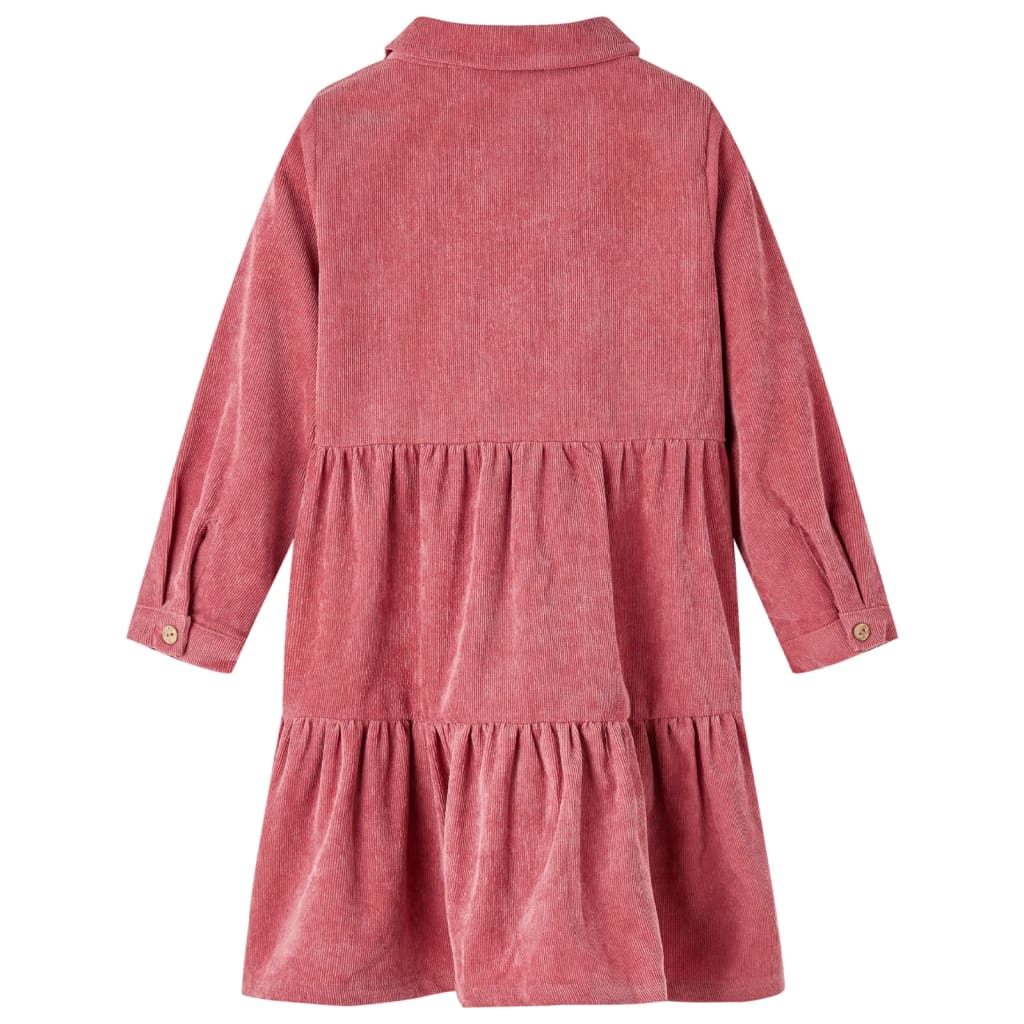 Vidaxl Vestido para niños con mangas largas Velvet 140 Old Pink