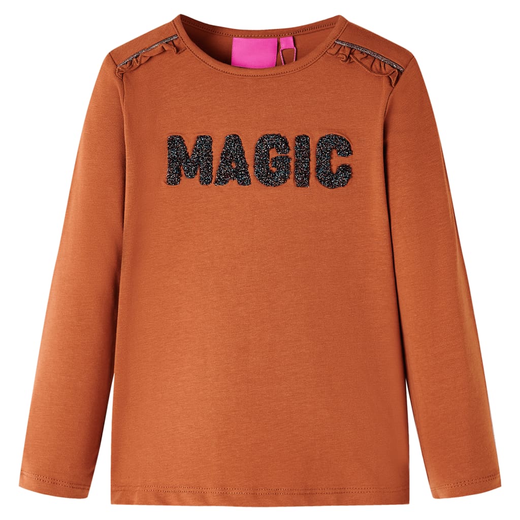 Camicia per bambini Vidaxl con maniche lunghe 92 Cognac Colorata