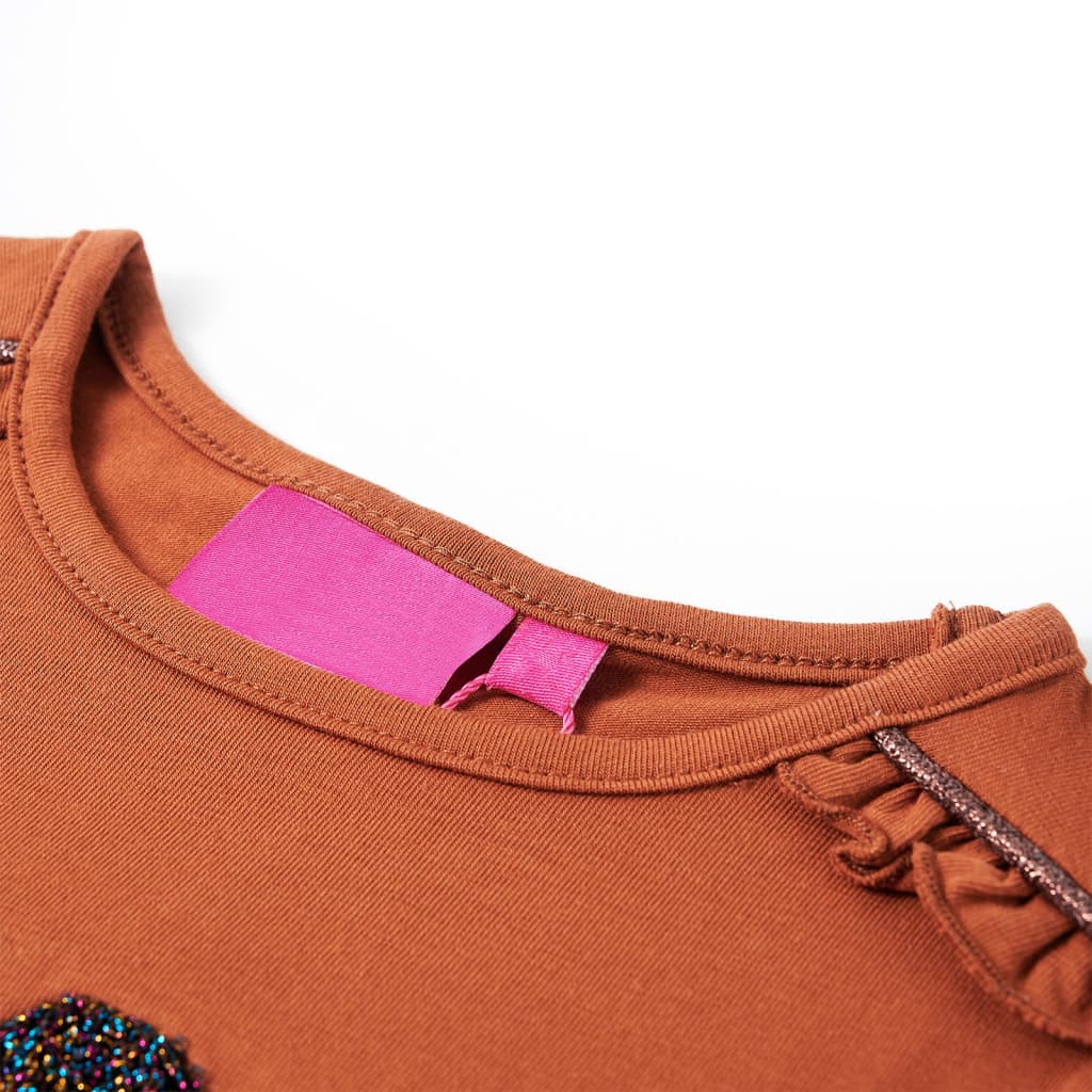 Camicia per bambini Vidaxl con maniche lunghe 92 Cognac Colorata