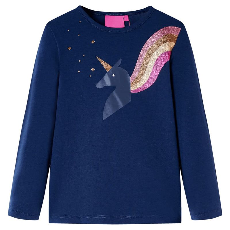 Vidaxl kindershirt met lange mouwen 128 marineblauw
