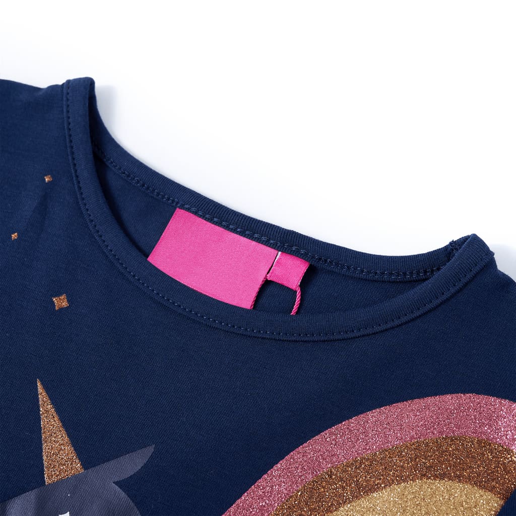 Camicia per bambini Vidaxl con maniche lunghe 128 blu navy