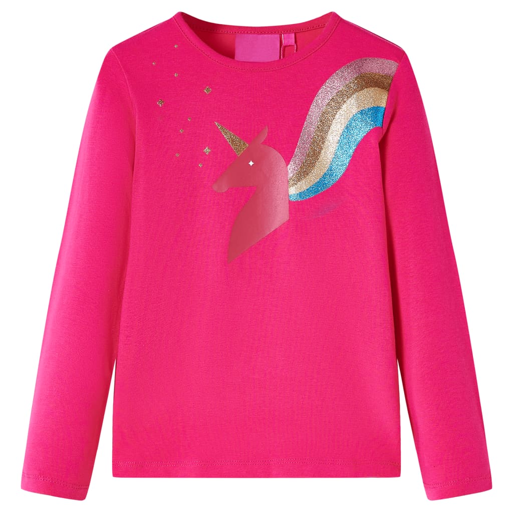 Camicia per bambini Vidaxl con maniche lunghe 92 rosa brillante