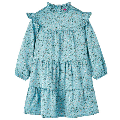 VidaXL Kinderjurk met lange mouwen 104 blauw