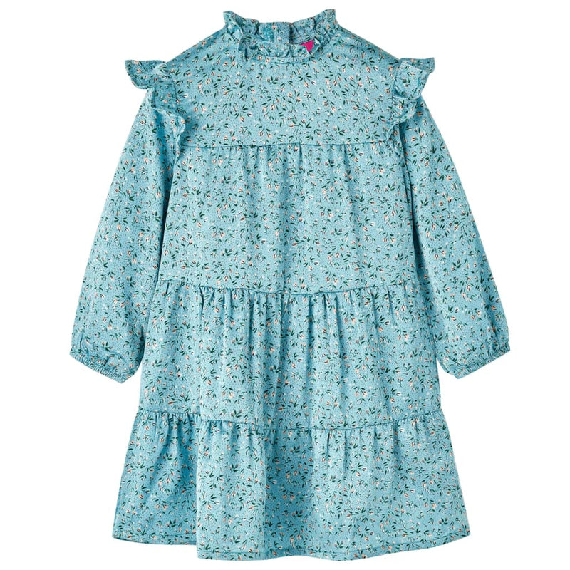 Vidaxl kinderjurk met lange mouwen 128 blauw