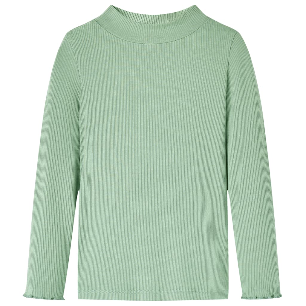 Camicia per bambini Vidaxl con maniche lunghe a basso color 128 menta scura